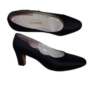 Saks Fifth Avenue VTG Black Pumps Size 8.5 60s Slip-On Chunky Heel Chic